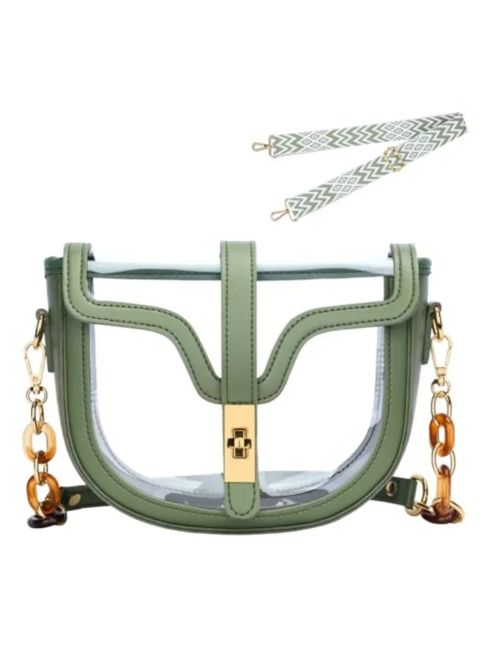 Clear PVC Crossbody Purse Stadium Approved Vegan Leather